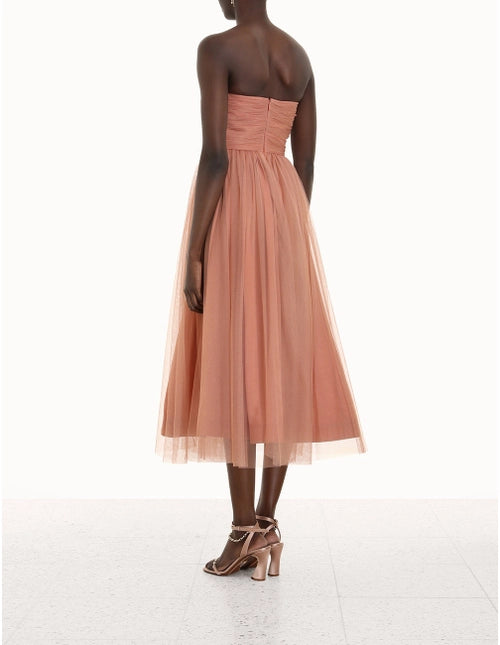 Tulle Strapless Midi Dress
