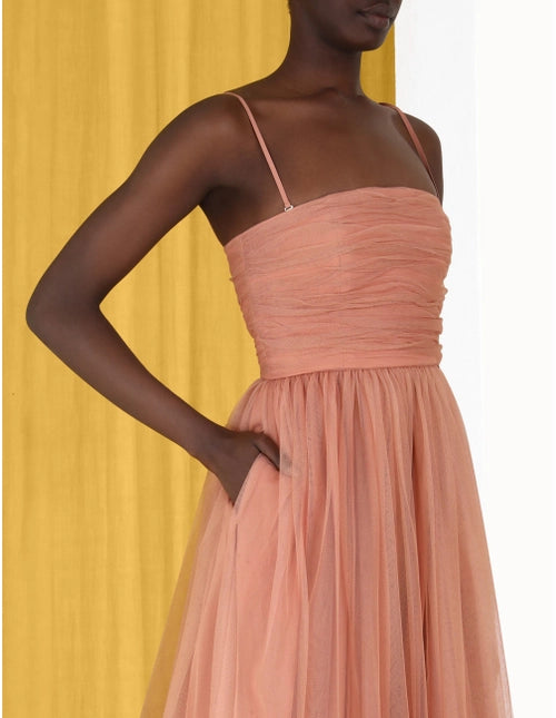 Tulle Strapless Midi Dress