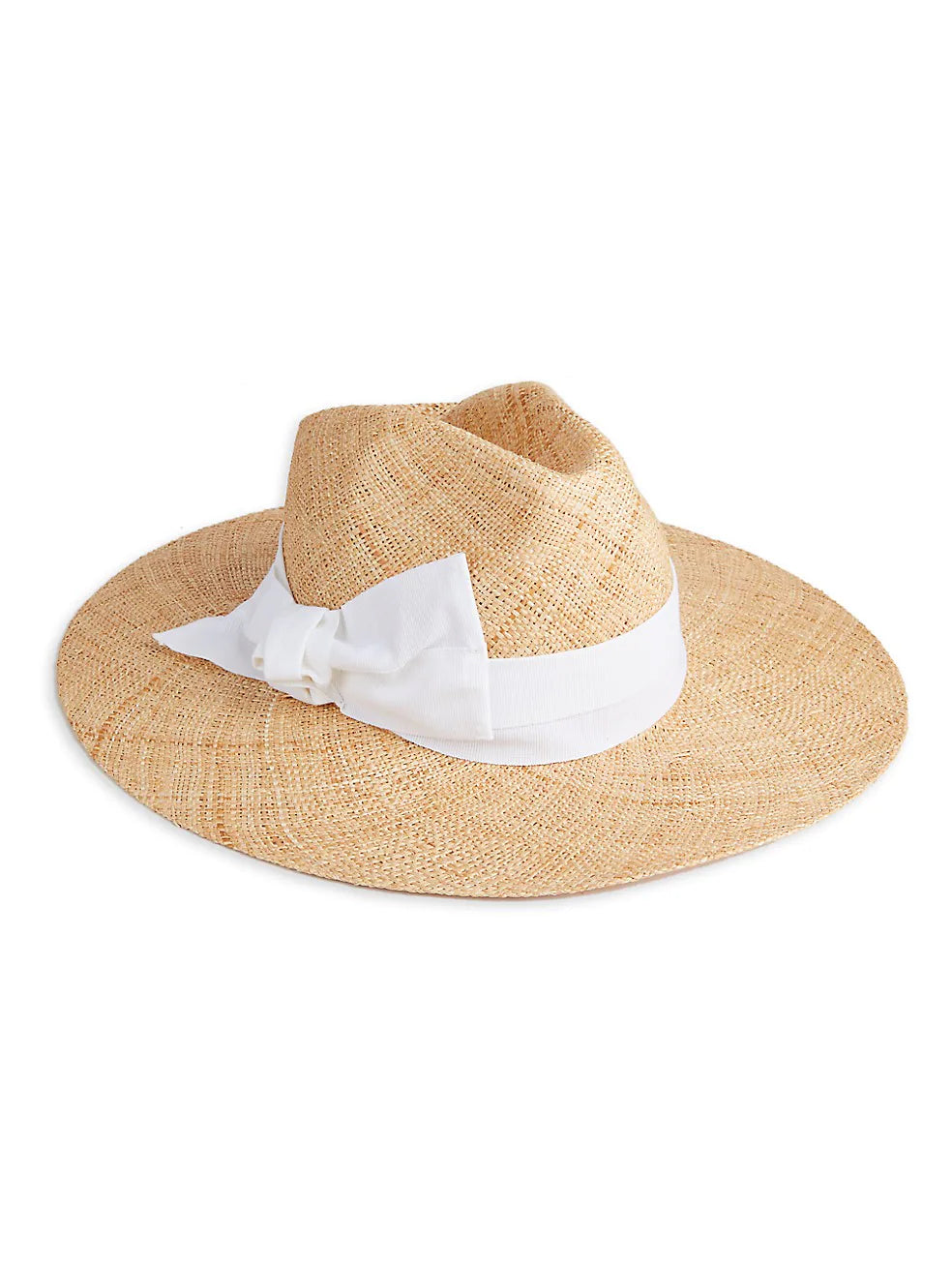 Bettini Straw Fedora hat with white bow