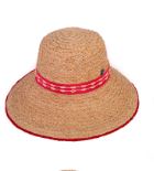 Bettini raffia bucket hat with red trim