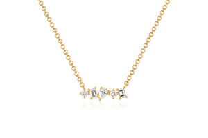 Multi faceted Diamond Mini Bar Necklace