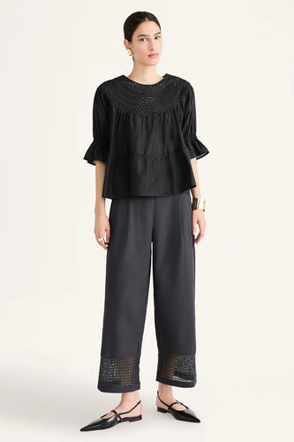 Sol Eyelet Top in Black