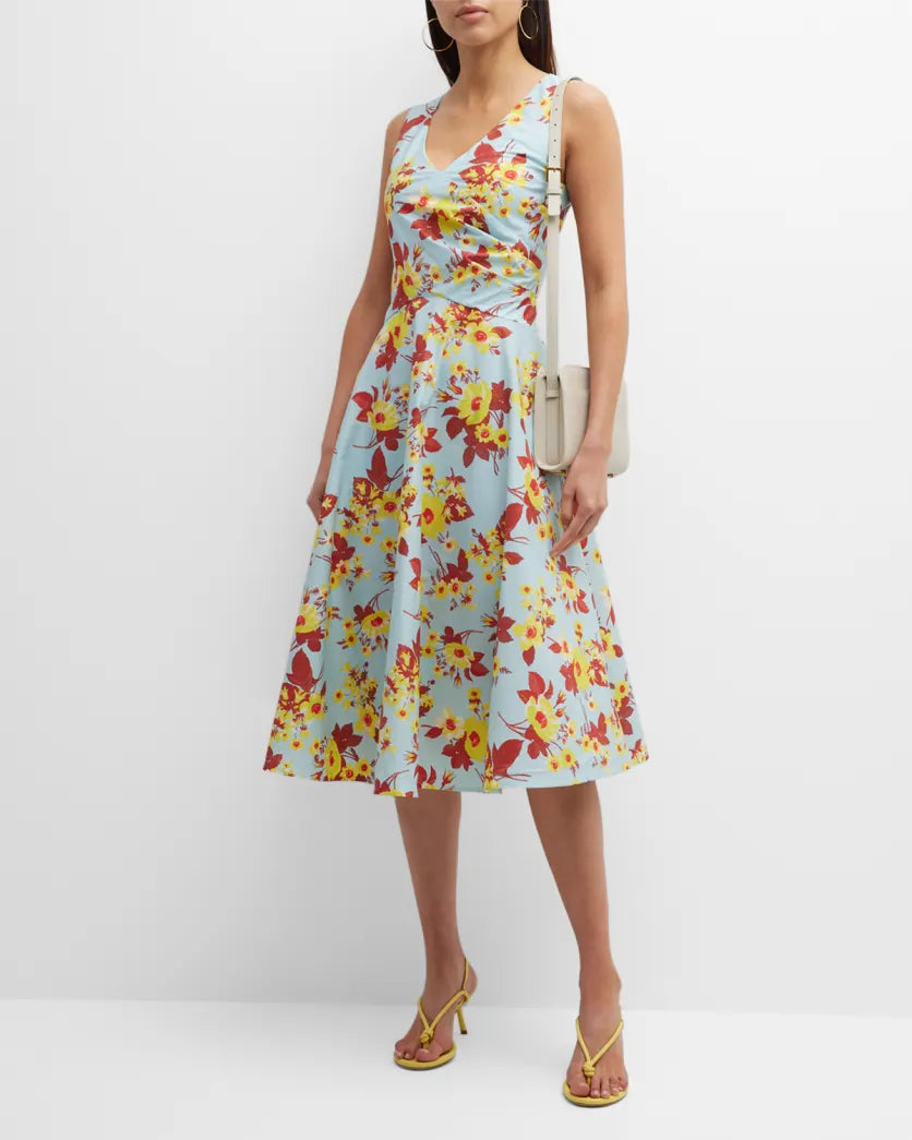 Teagan Sleeveless floral print midi dress