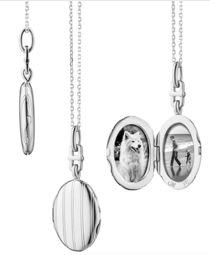 Slim Oval Pinstripe Locket