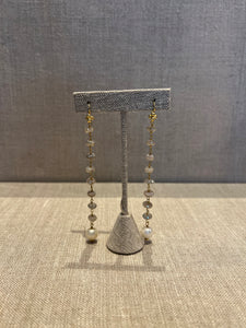 3.5 Gray Mystic Quartz Earrings with Pearl Drop