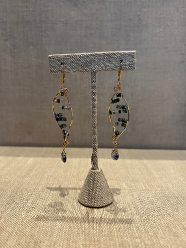 Hanging Wrapped Ladder Lolite Earrings