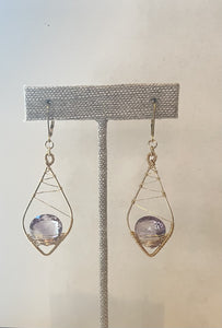Hanging Wrapped 14mm Amethyst Earrings