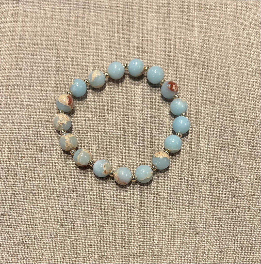 Imperial Jasper & 14K GF Stretch Bracelet