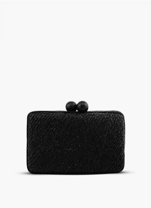Livia Straw Clutch - Black