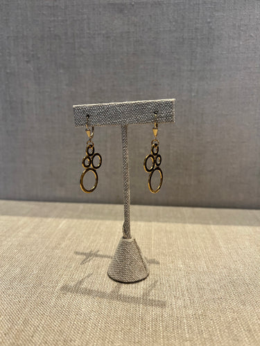 Long 3 Hoop Gold Oval Earrings