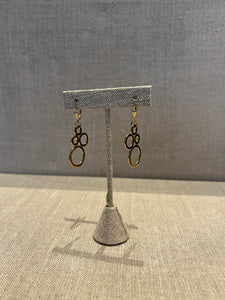 Long 3 Hoop Gold Oval Earrings