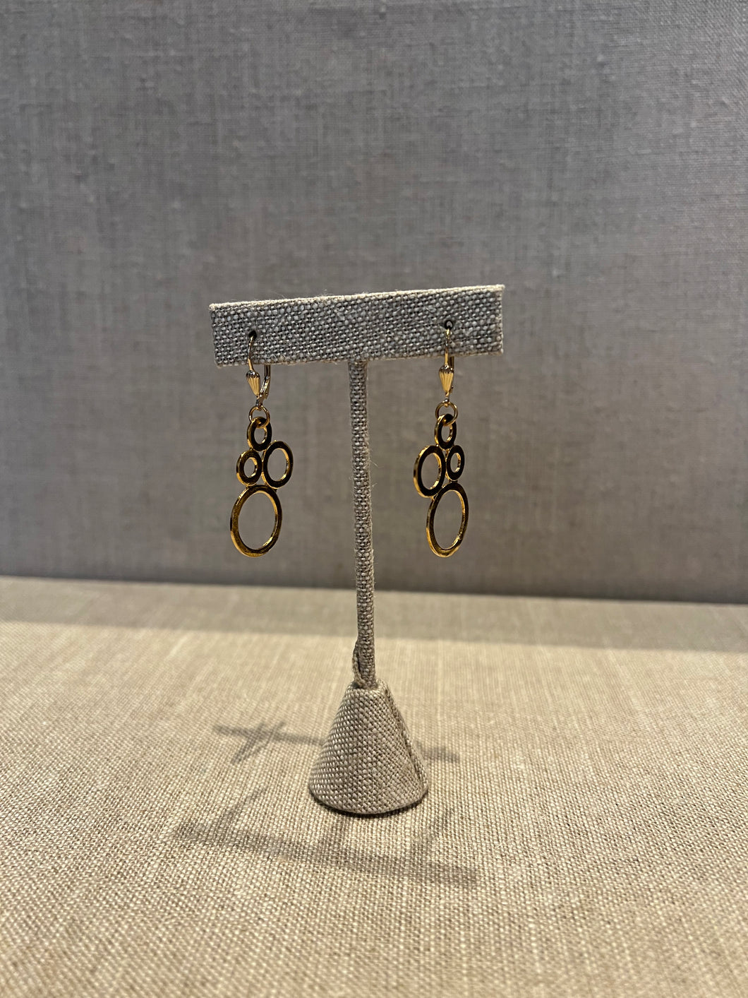 Long 3 Hoop Gold Oval Earrings
