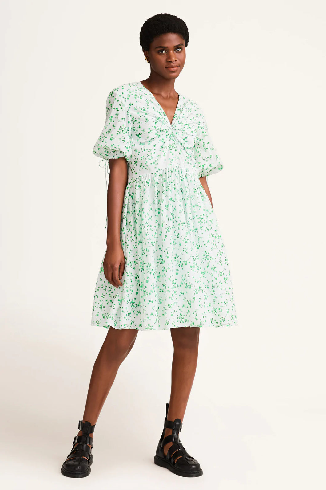 Mailou Dress in Green Mini Floral Print