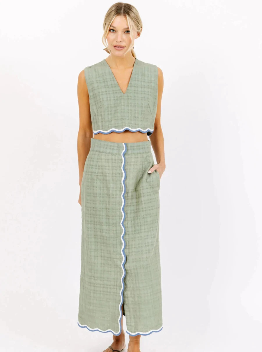 Bondi Skirt in Willow Boxweave